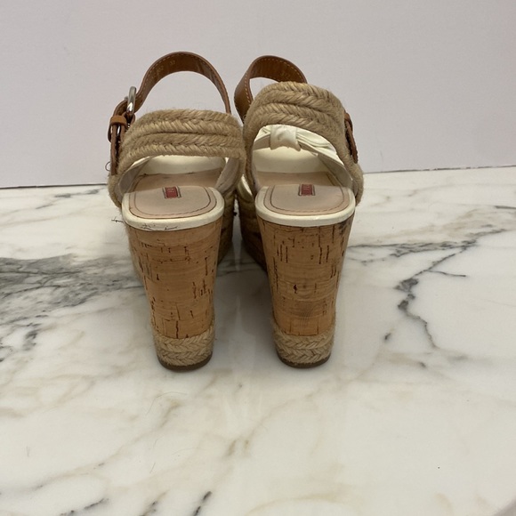 Prada Bianco Patent Leather Vernice Wedge 37 - Picture 2 of 7